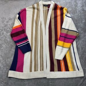 Lane Bryant long knit multicolor colorblock striped cardigan duster sweater